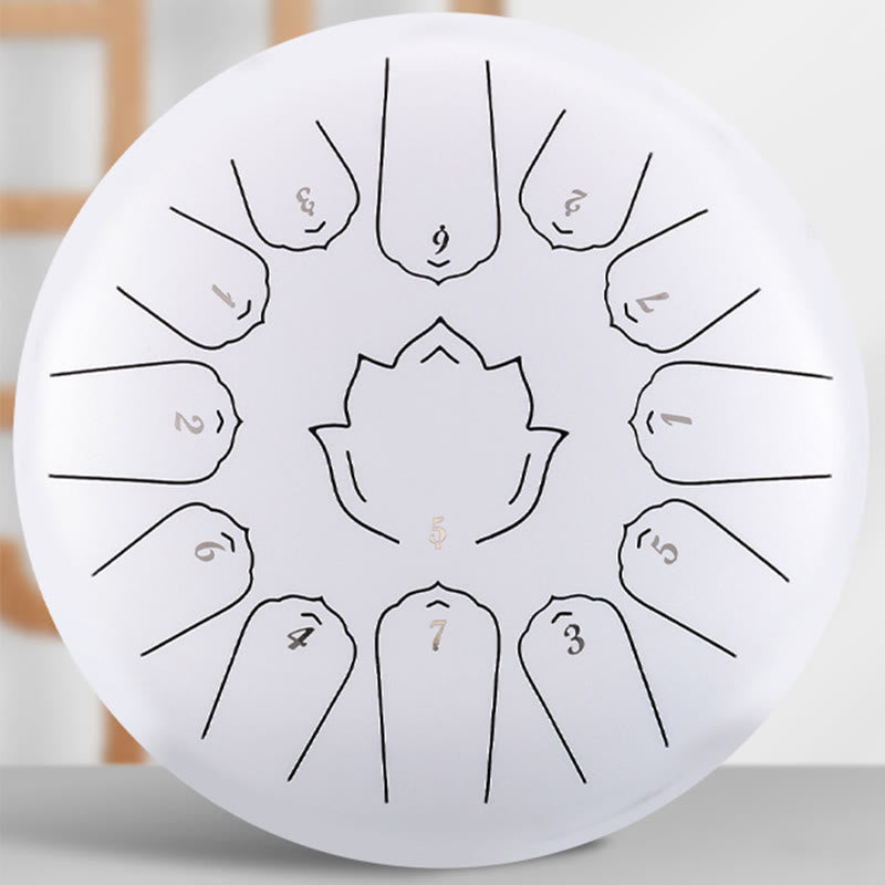 12-Inch Steel Tongue Drum Lotus Pattern for Meditation