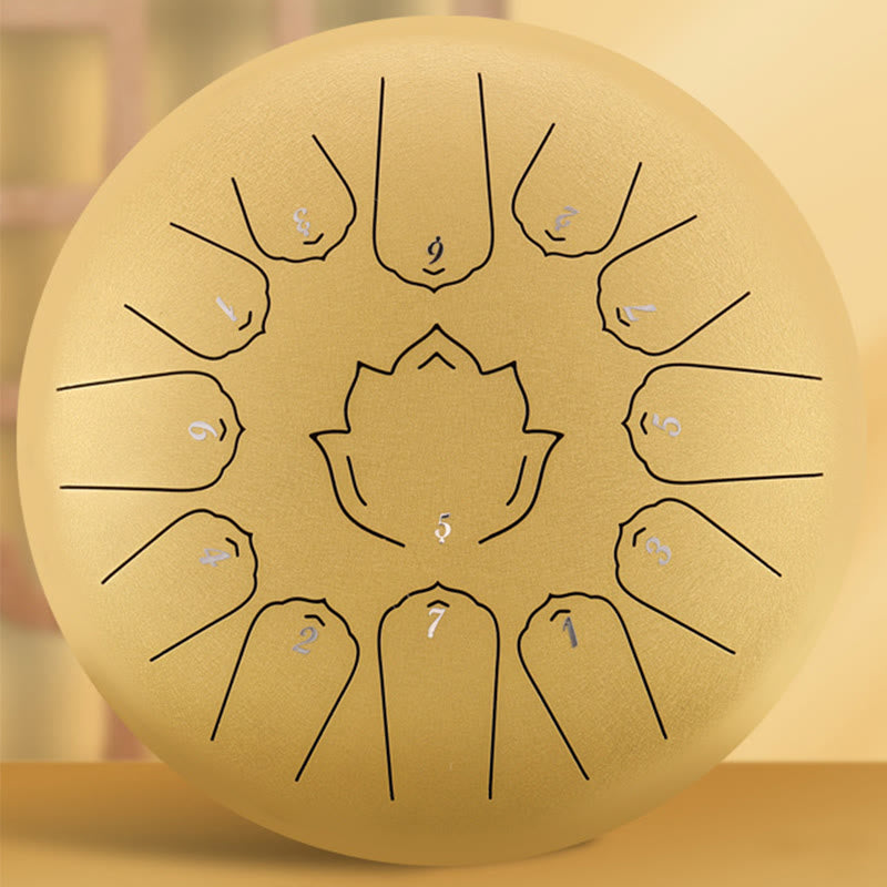 12-Inch Steel Tongue Drum Lotus Pattern for Meditation