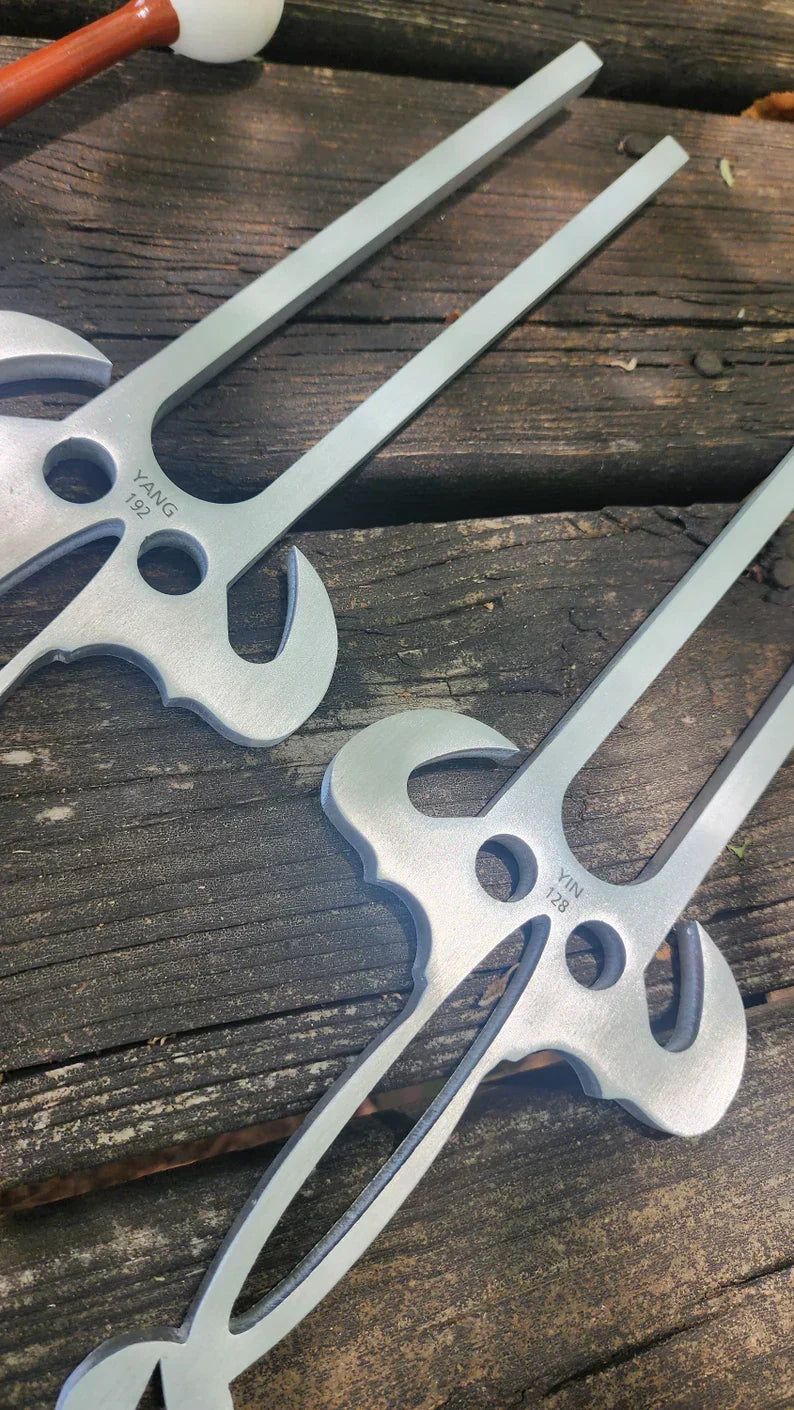 Metallic sword-like blades with elegant handles for 128 Hz & 192 Hz Tuning Forks