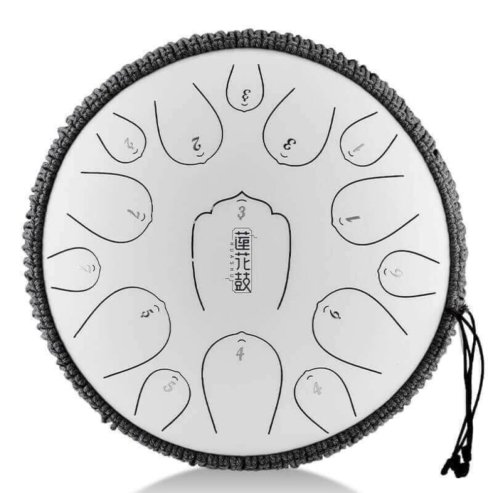 Steel tongue drum with numbered tone zones in a circular pattern, 13-inch, C Key