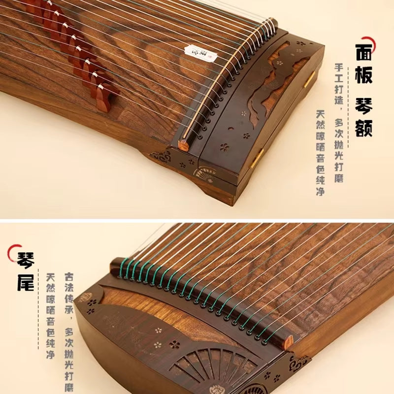 Traditional Chinese Guzheng, 130 cm portable solid wood with 21 strings