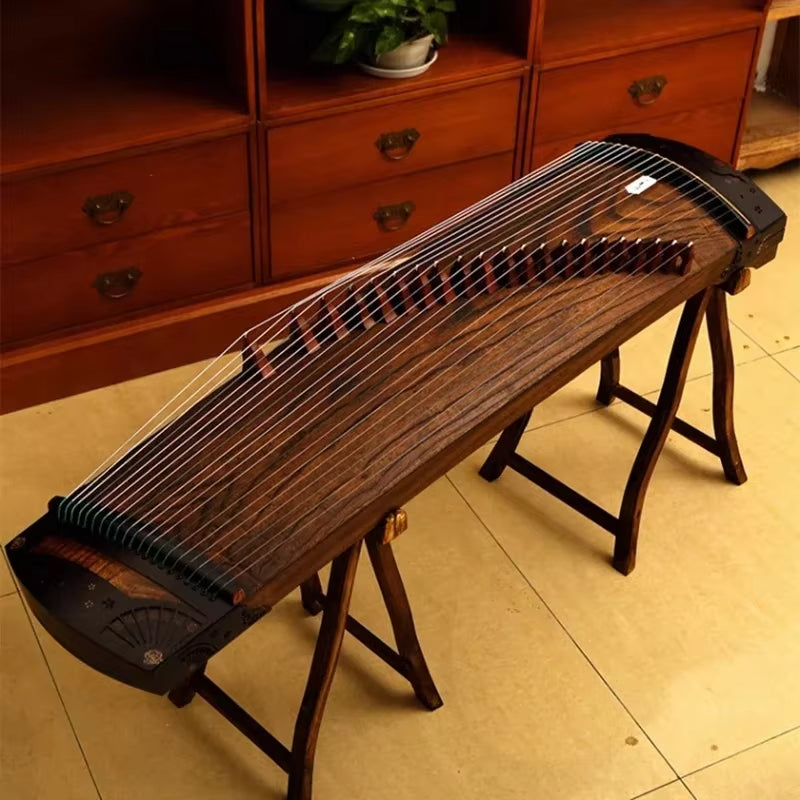 Traditional Chinese Guzheng with wooden body and 21 strings for portable music