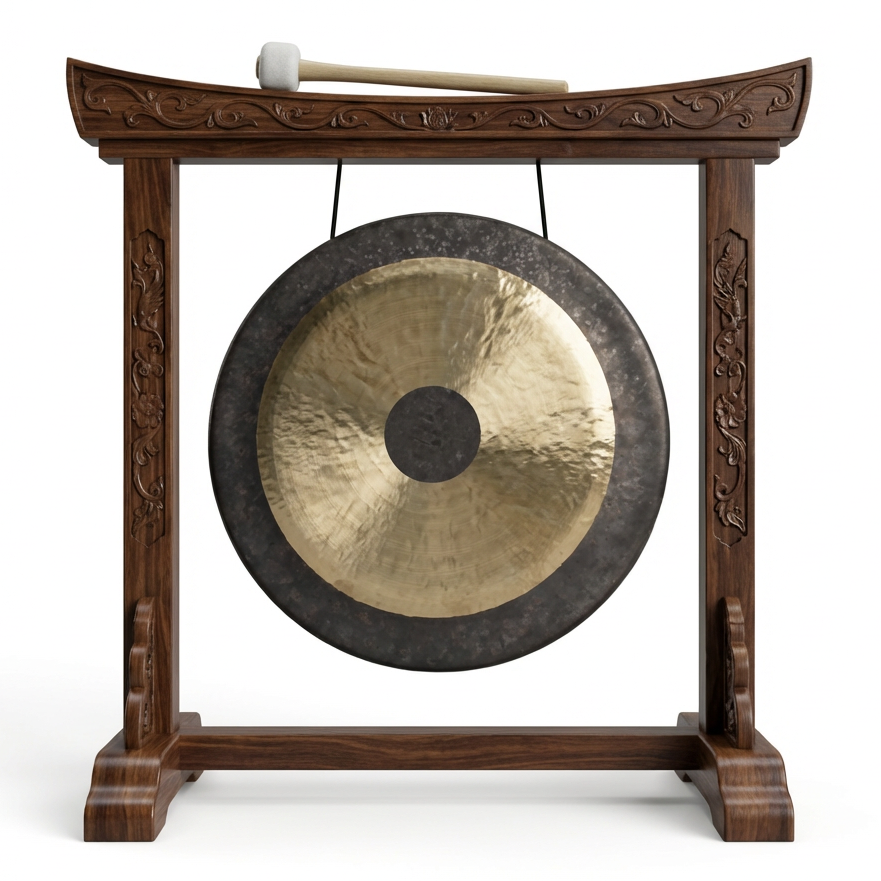 14" Chau Gong on Curved Rosewood Gong Stand with Mallet
