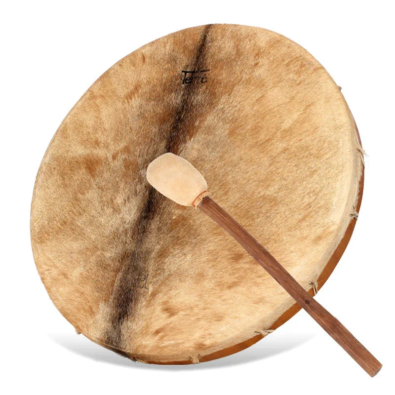16 to 24 Inch Shamanic Hand Drum with Goat Hair Skin