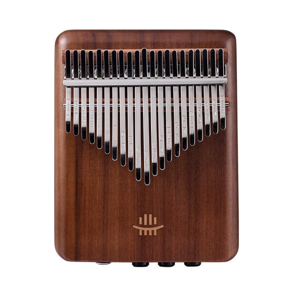 Wooden Kalimba thumb piano with metal tines in descending length for music enthusiasts