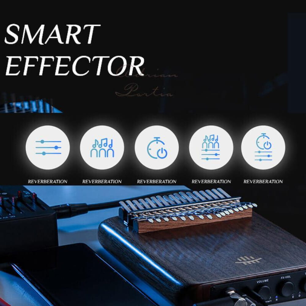 Audio interface with circular icons for reverb settings on Kalimba Thumb Piano
