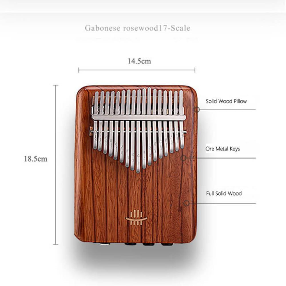 Wooden Kalimba thumb piano with 17 metal keys in C tone for music enthusiasts