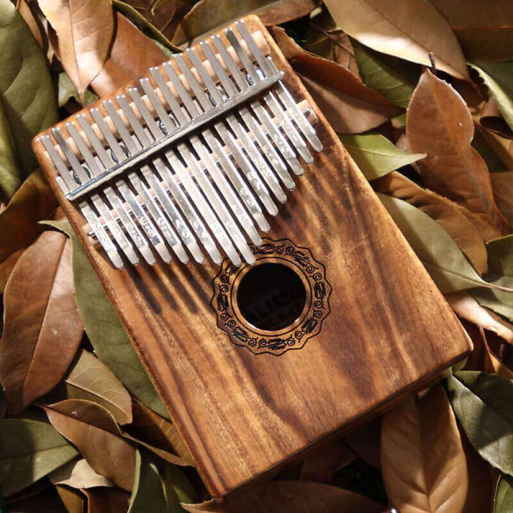 17 Key Acacia Kalimba Thumb Piano with Round Hole and metal tines for rich sound