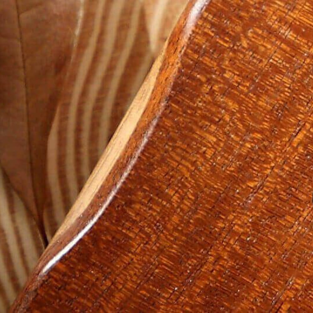 Polished mahogany wood grain texture of 17 Key Kalimba Round Hole Thumb Piano