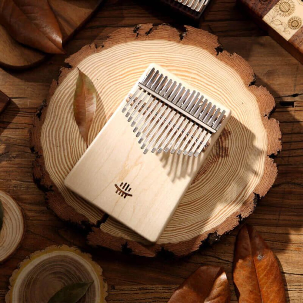 Wooden 17 Key Maple C Tone Kalimba Thumb Piano with metal tines for meditation