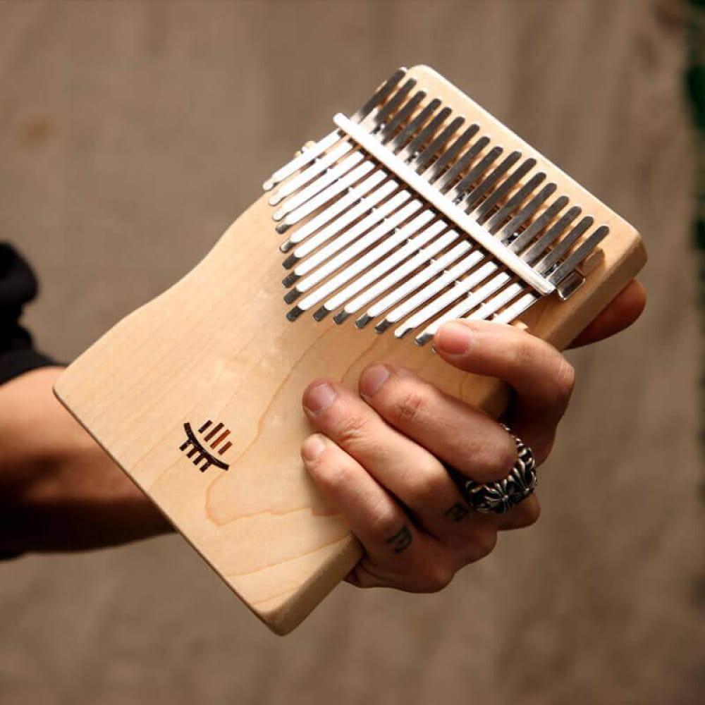 Wooden 17 Key Maple C Tone Kalimba Thumb Piano with Metal Tines for Meditation Music