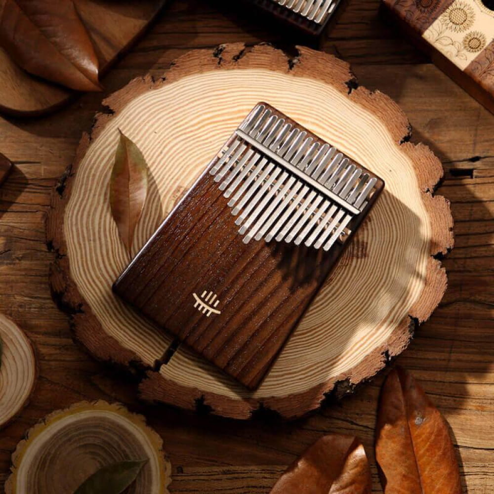 Wooden Kalimba with metal tines for the 17 Key Rosewood C Tone Thumb Piano for Meditation