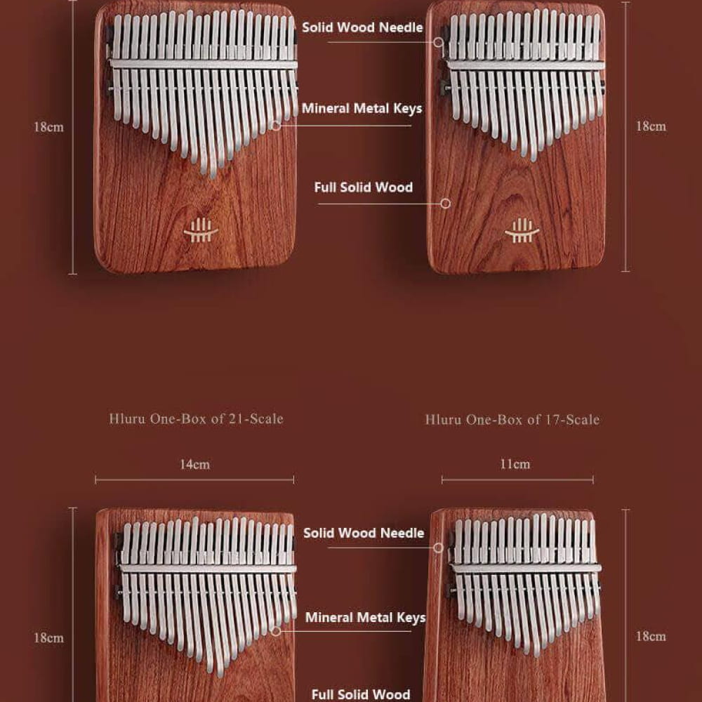 Wooden 17 Key Zambian Rosewood C Tone Kalimba Thumb Piano with metal tines