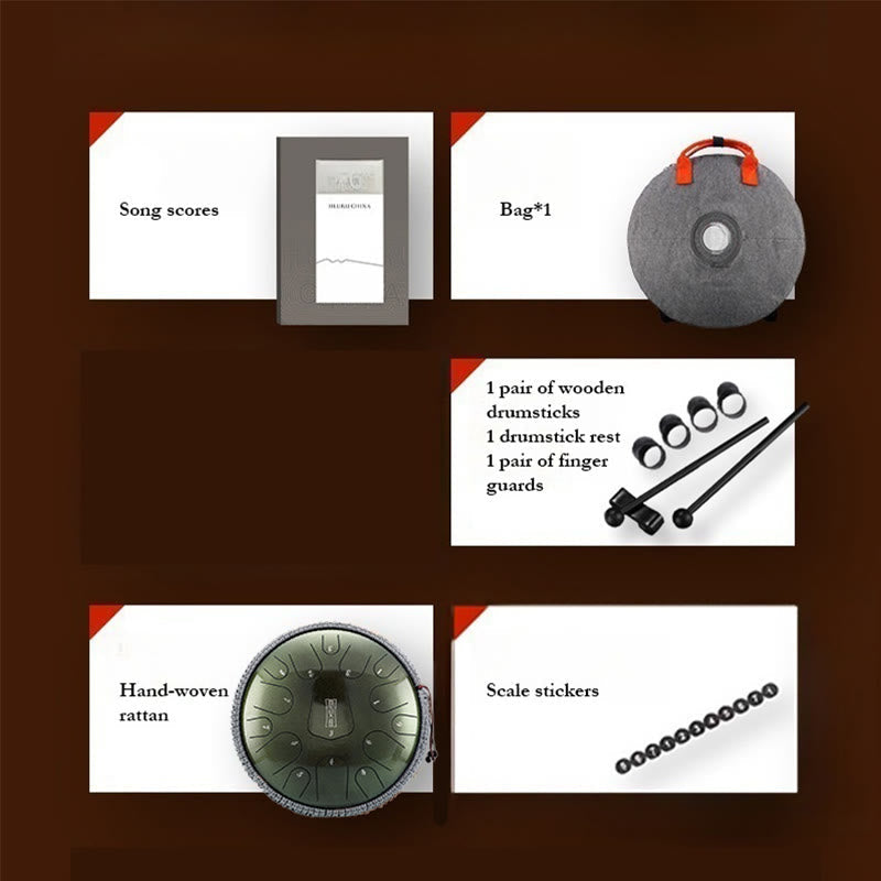 12 Inch Steel Tongue Drum 13 Note Meditation Sound Healing Kit