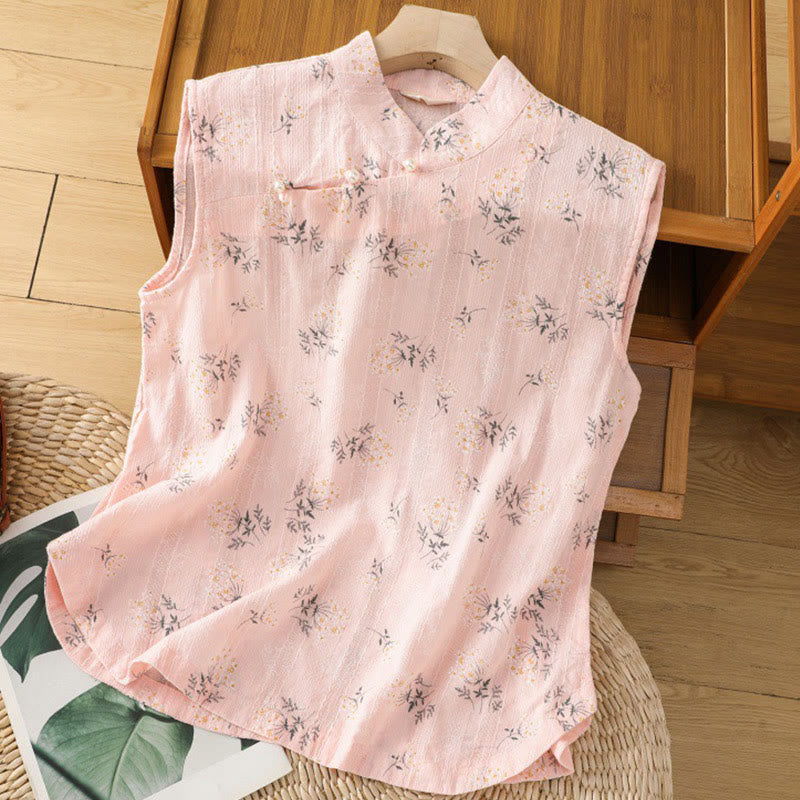 Women's Spiritual Cotton Vest with Chinese Frog-Button
