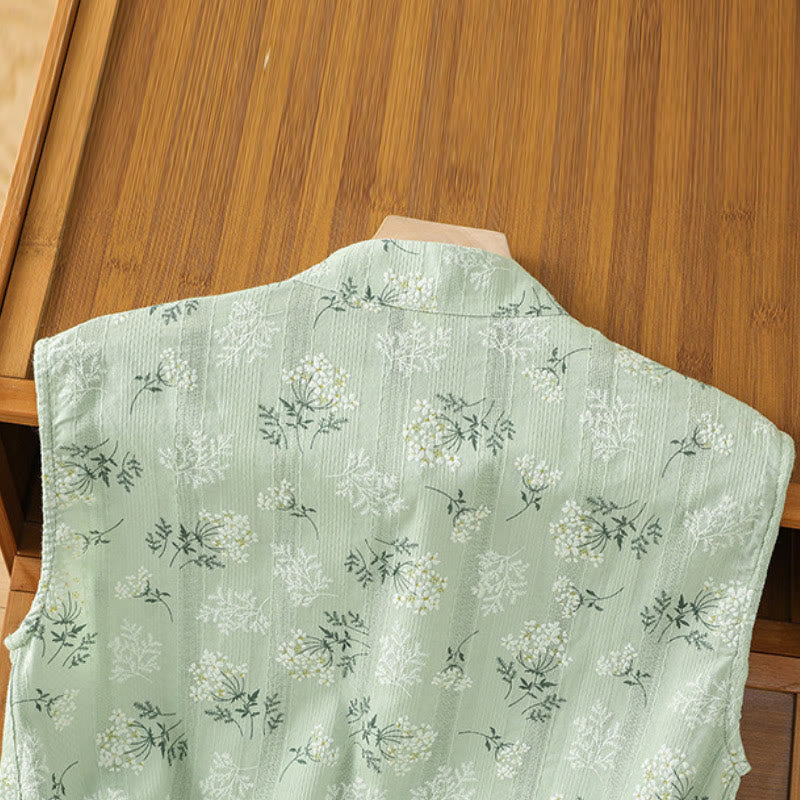 Women's Spiritual Cotton Vest with Chinese Frog-Button