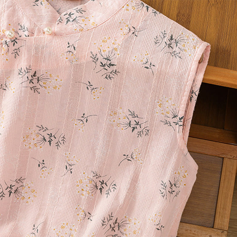 Women's Spiritual Cotton Vest with Chinese Frog-Button