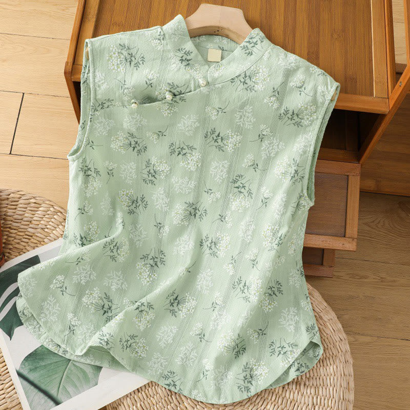 Women's Spiritual Cotton Vest with Chinese Frog-Button