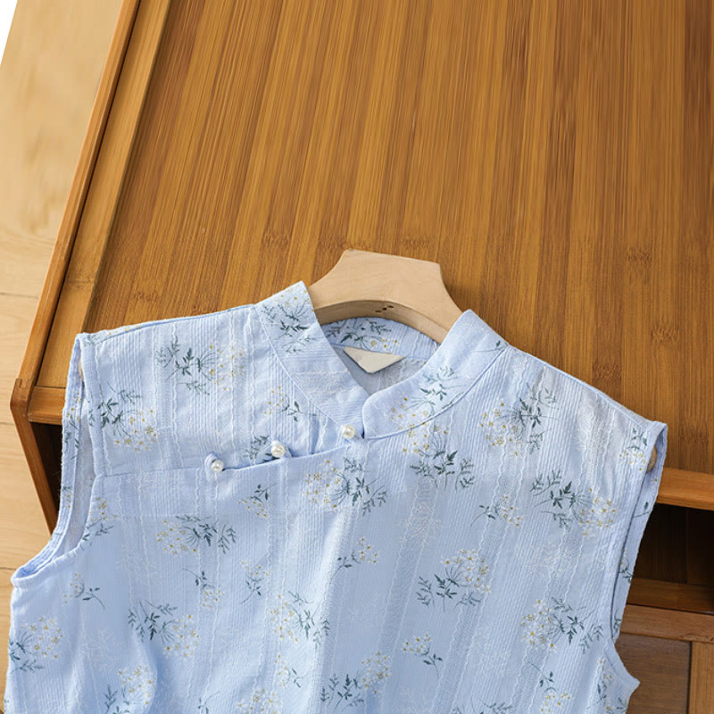 Women's Spiritual Cotton Vest with Chinese Frog-Button
