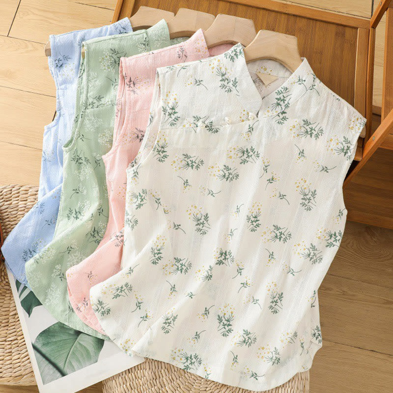 Women's Spiritual Cotton Vest with Chinese Frog-Button