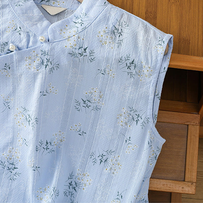 Women's Spiritual Cotton Vest with Chinese Frog-Button