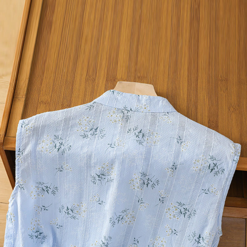 Women's Spiritual Cotton Vest with Chinese Frog-Button