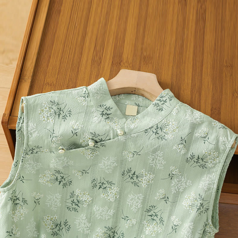 Women's Spiritual Cotton Vest with Chinese Frog-Button