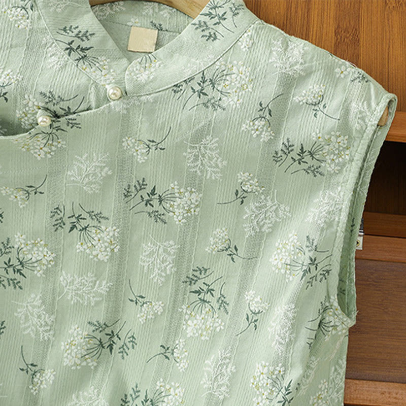 Women's Spiritual Cotton Vest with Chinese Frog-Button