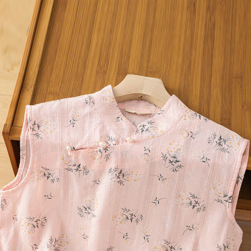 Women's Spiritual Cotton Vest with Chinese Frog-Button