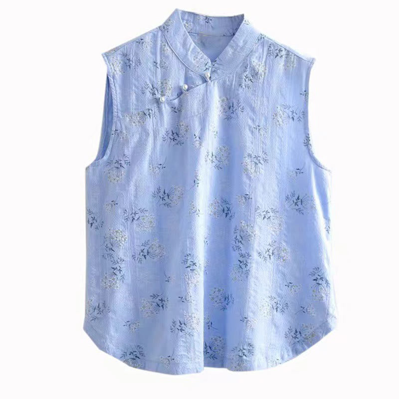 Women's Spiritual Cotton Vest with Chinese Frog-Button