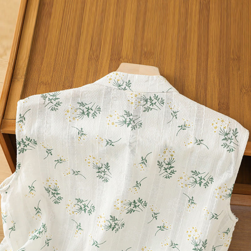 Women's Spiritual Cotton Vest with Chinese Frog-Button