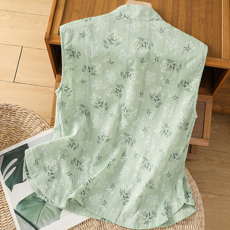 Women's Spiritual Cotton Vest with Chinese Frog-Button