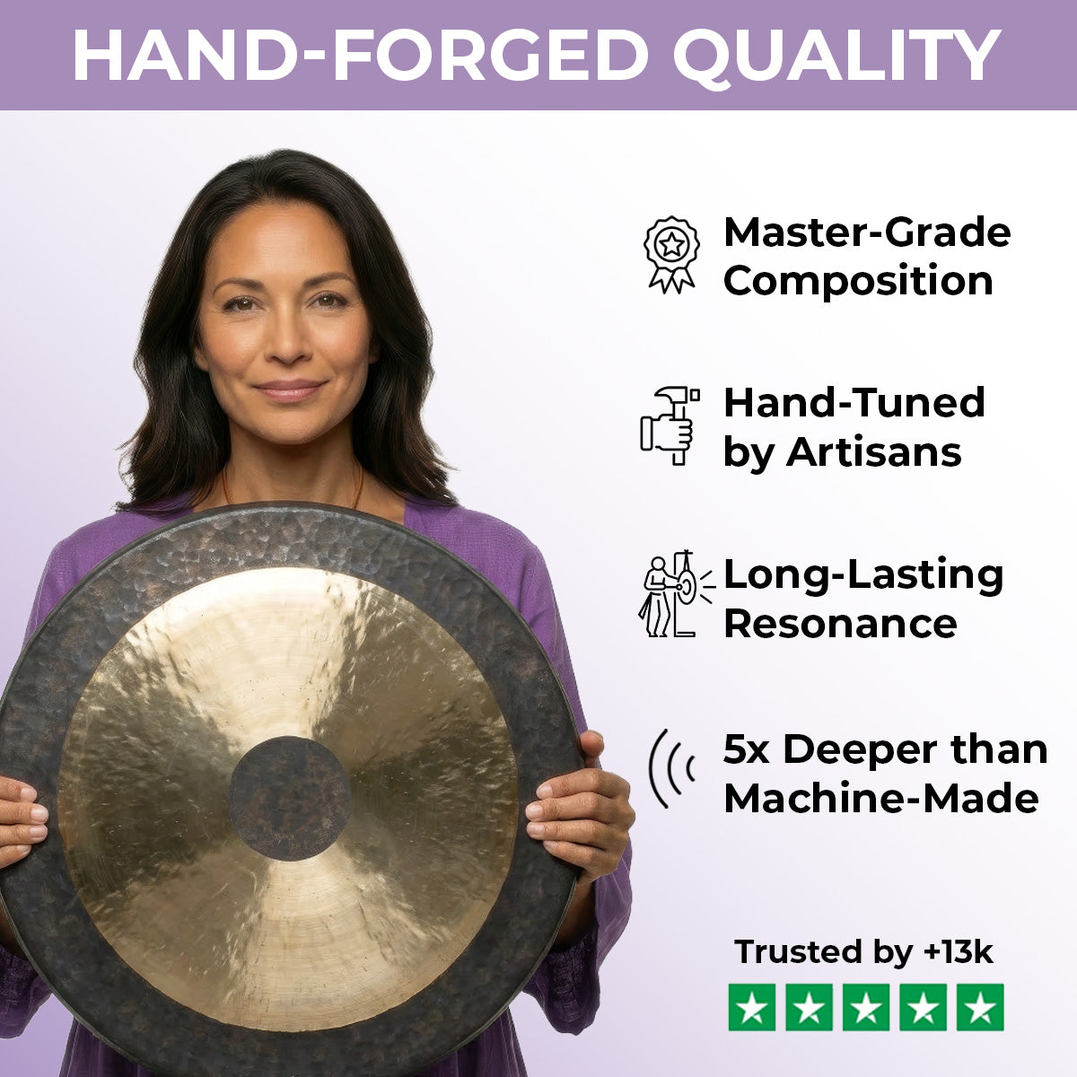 18 to 36 OM Chau Gong Instrument with Patterns - Gong Quality Close-up