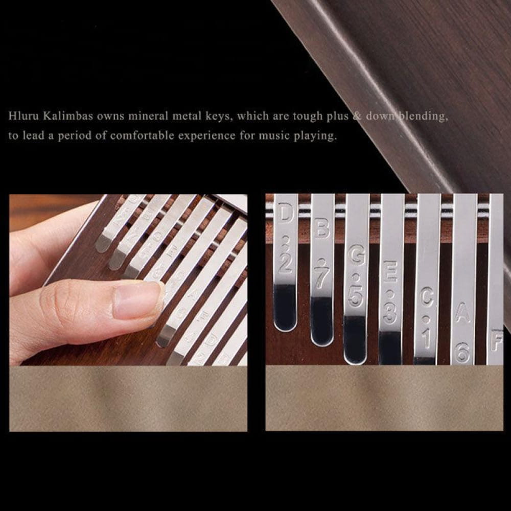 Metal keys of a Kalimba in 21 Key Walnut Thumb Piano C Tone for meditation music