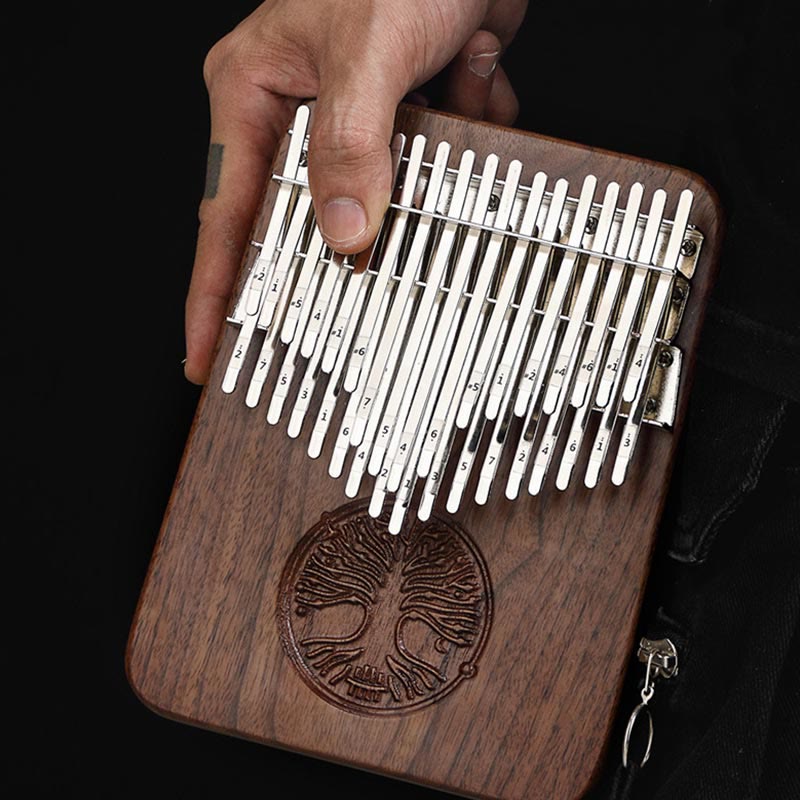 34 Key Kalimba with Tree of Life Black Walnut Design