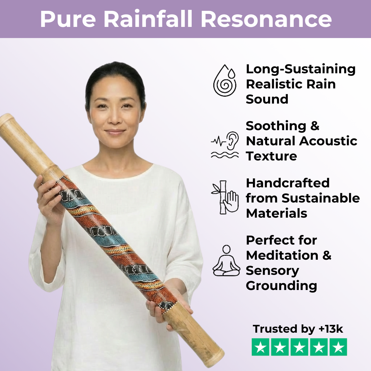 40 Inch Rainstick Instrument for Meditation and Sound Relaxation