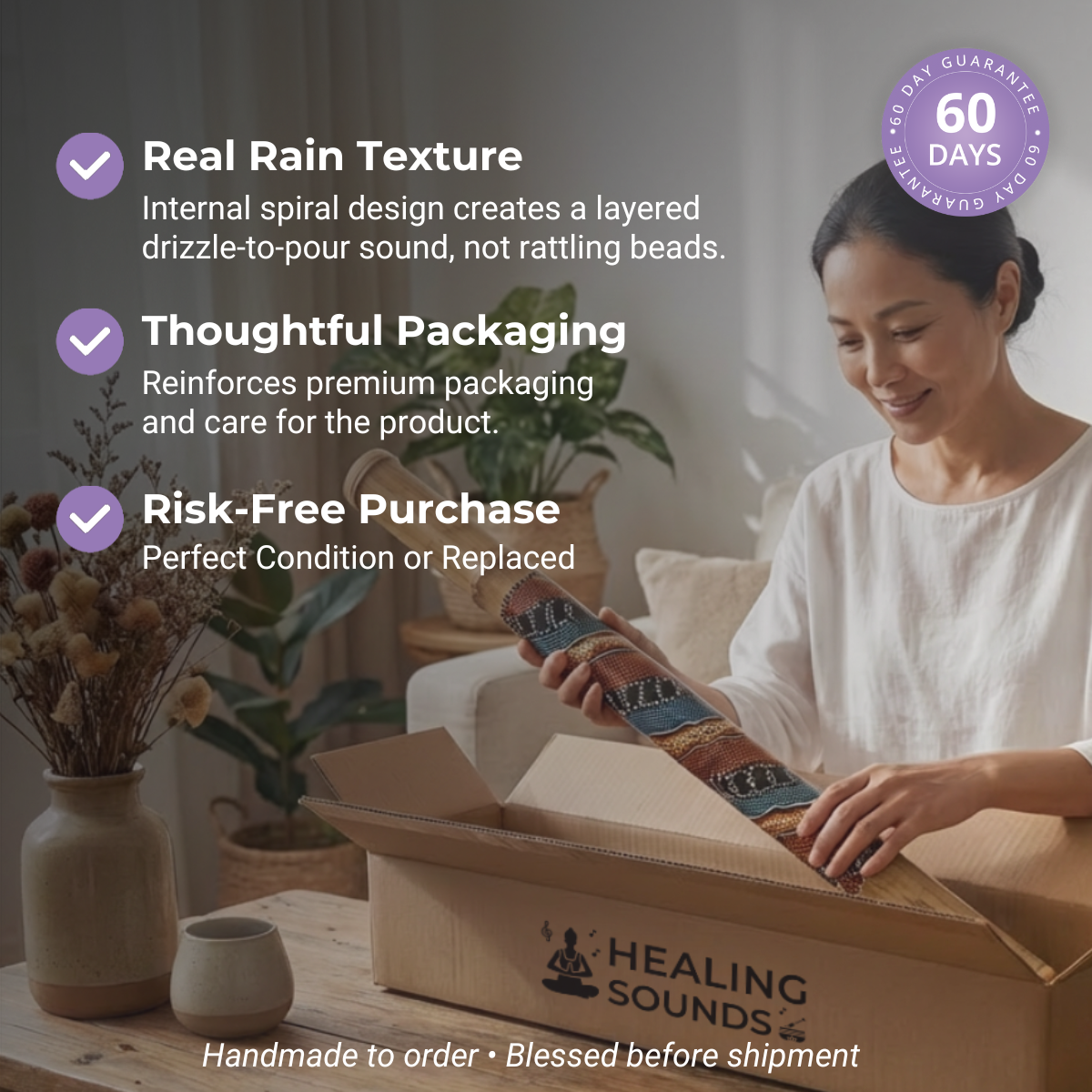 40 Inch Rainstick Instrument for Meditation and Sound Relaxation