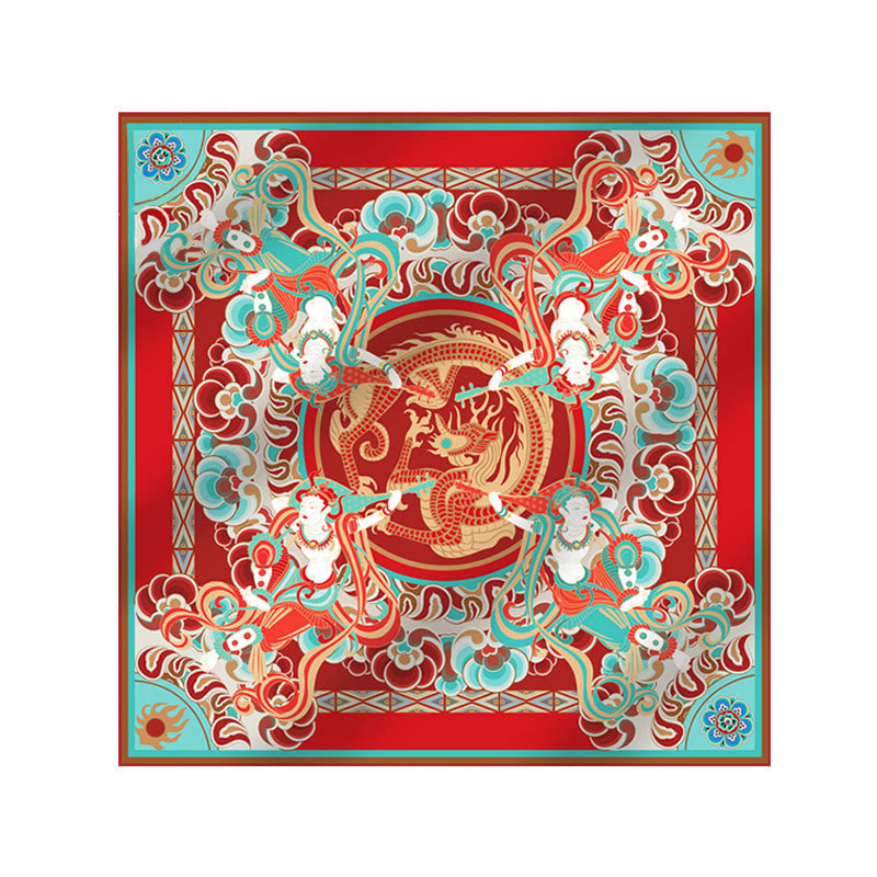 100% Mulberry Silk Dunhuang Scarf | Spiritual Shawl 90x90cm