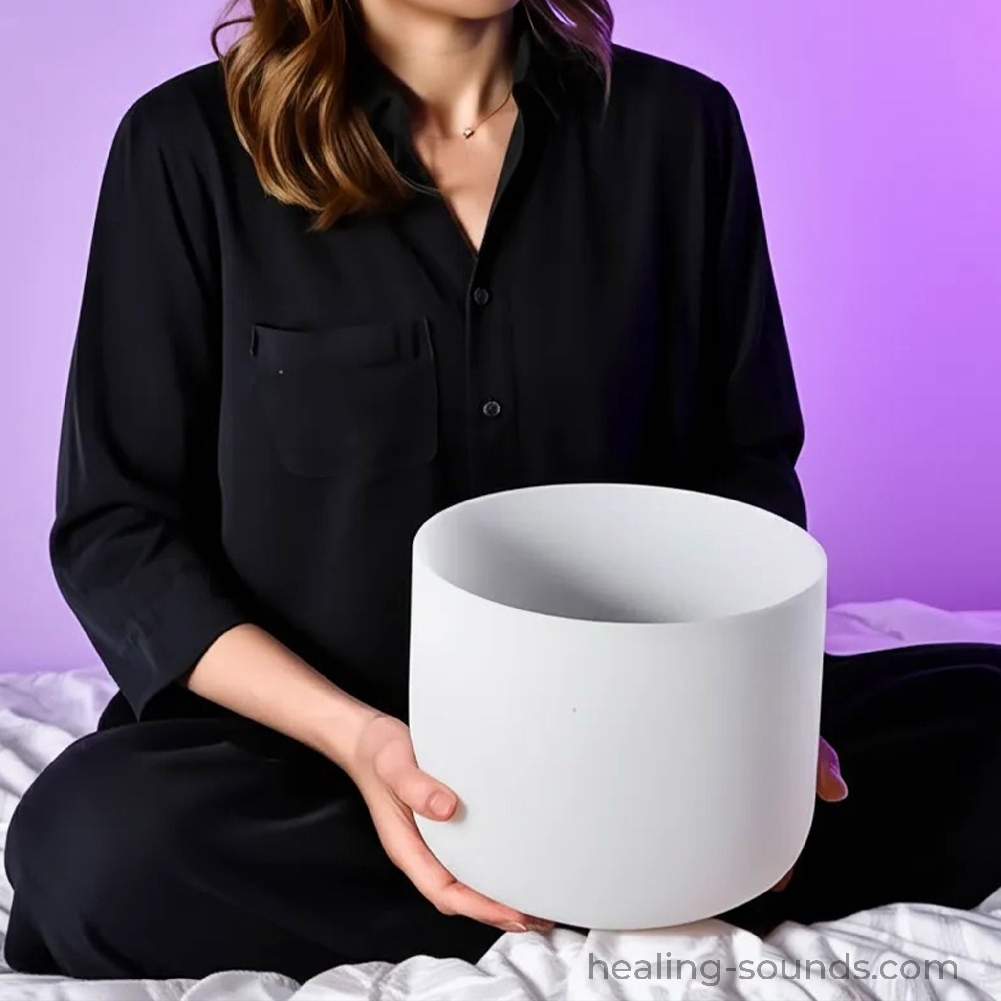 432 Hz White Crystal Singing Bowl - Meditation Sound Bowl 6-14 Inch