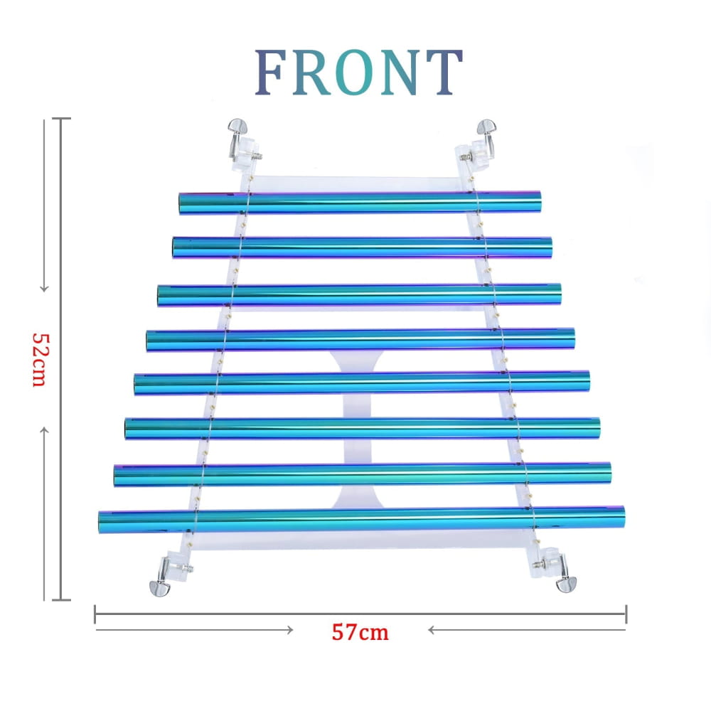 Blue horizontal bars on wall frame 57cm x 52cm for 432Hz Aurora Realm Singing Harp