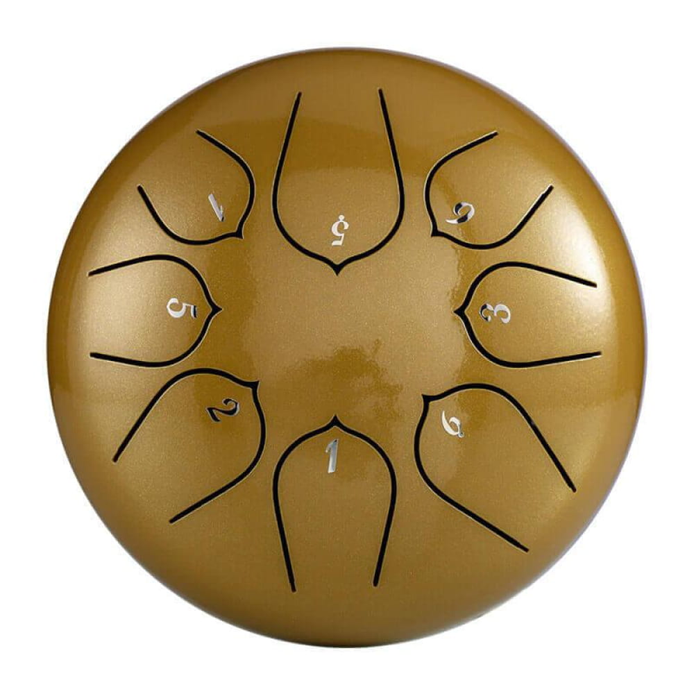 Golden Steel Tongue Drum with Eight Tone Fields in C Key Compact Music Maker