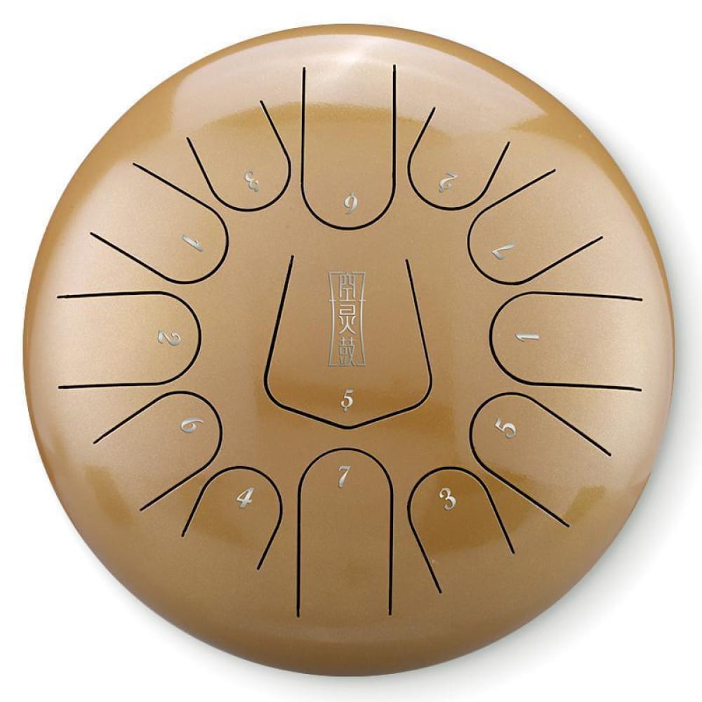 Circular bronze steel tongue drum with numbered tone fields for beginners and kids