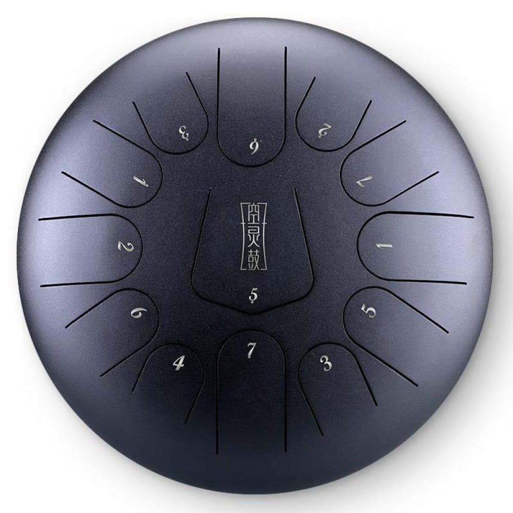 Matte black 6-Inch Steel Tongue Drum with numbered zones and radial slits for beginners