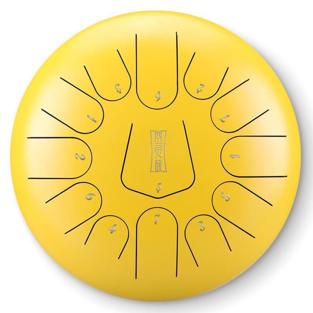 Yellow 6-Inch Steel Tongue Drum with 8 Notes and Etched Tone Markers for Beginners
