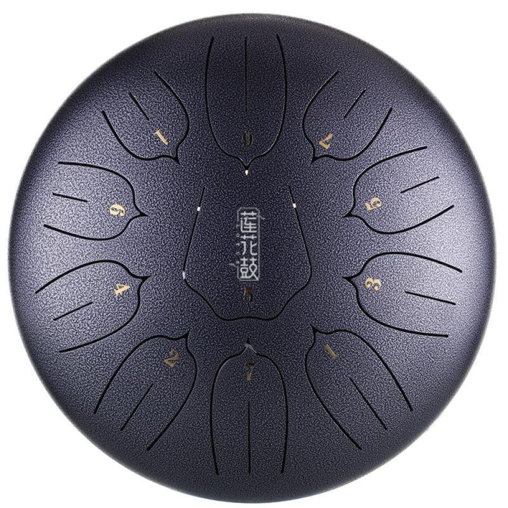 Steel tongue drum with petal tone markings, perfect for beginners and kids