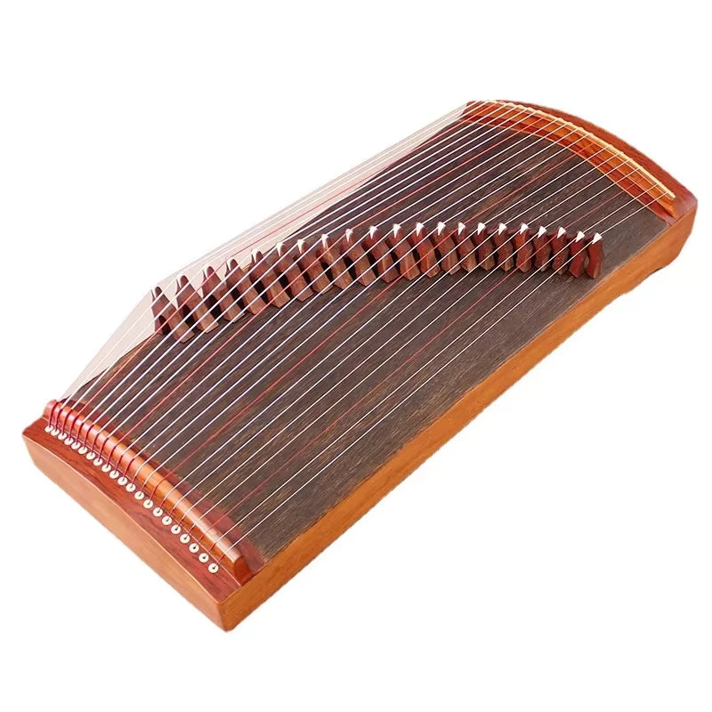 Traditional Chinese Guzheng instrument with strings on solid wood body for sale