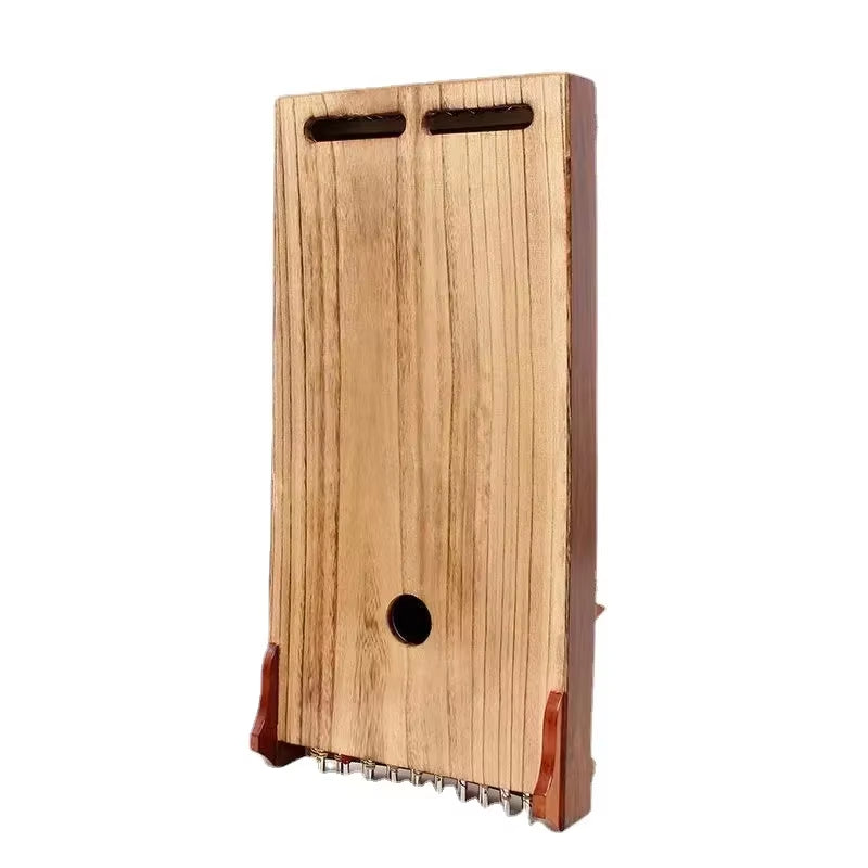 Wooden Kalimba with metal tines and reddish-brown supports for Guzheng Chinese Zither