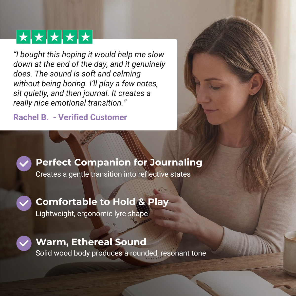 7-String Mahogany Lyre Harp Instrument