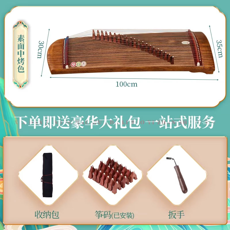 Traditional Chinese Guzheng 21 Strings Zither with elegant design and visible bridges