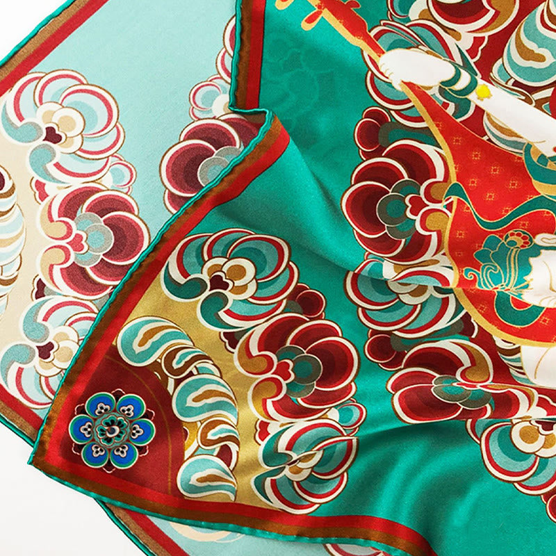 100% Mulberry Silk Dunhuang Scarf | Spiritual Shawl 90x90cm